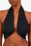 Cult Gaia Black Linen-Blend 'Diem' Halter Crop Top Size S