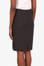 Brunello Cucinelli Grey Wool Monili Bead Knee Length Skirt Size 42