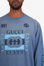 Gucci Blue Cotton GG Logo Long Sleeve Shirt Size XXL Mens
