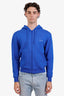 Balenciaga Blue Cotton Zip Up Logo Sweater Size XS