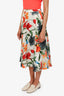 Alice + Olivia White/Multicolour Floral Print Midi Skirt Size 0
