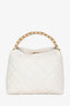Mini sac hobo Chanel™ en cuir blanc matelassé d’occasion avec chaîne dorée