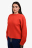 Jil Sander Poppy Red Wool Cashmere Blend Crewneck Sweater Size 40