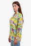Versace Jean Couture Green/Multicolour Silk Button Down Collared Top Size XS