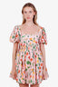 Agua by Agua Bendita Pink Carmela Floral Puff Sleeve Mini Dress Size S