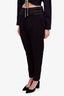 Balmain Black Wool Satin Ruffle Waist Tuxedo Pant Size 6