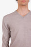 Zegna Grey Cotton V-Neck Sweater Size 50 Mens