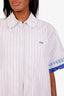Loewe 2026 Blue/White Striped Pleated-Trim Layered Shirt Size 44