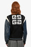 Givenchy Black Wool Teal/White Leather Bomber Jacket Size 46
