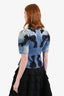 Dolce & Gabbana Navy Denim Lace Embellished Short Sleeve Zip Up Jacket Size 36