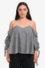 Caroline Constas Black/White Gingham Cold Shoulder Top Size M