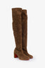 Christian Louboutin Brown Suede Over The Knee Block Heel Boots Size 37.5