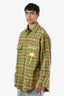 Palm Angels Green/Yellow Check Paint Splatter Shirt Jacket Size 48 Men's
