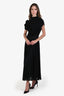 Proenza Schouler Black Rib Knit Top Button Shoulder Maxi Dress Size 10