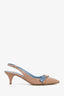 Prada Beige Leather Logo Bow Slingback Heels Size 38