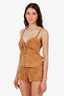 Reformation x Veda Tan Suede Leather Corset Top and Mini Shorts Set Size 10/8