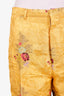 Gucci Yellow Flower Embroidered Silk Straight Leg Pants Size Large