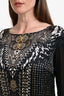 Just Cavalli Black Printed Silk Midi Dress Size 44
