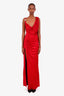 Versace Red Viscose Liquid Jersey Draped Gown Size 52