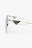 Prada Silver PR '50ZS' Round Frame Logo Sunglasses