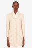 Pre-loved Chanel™ White Sequin Cotton Silk Button-Up Jacket Size 36