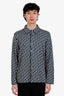 Christian Dior Blue Knit Oblique Jacquard Shirt Size XL Men's