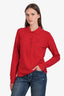 Burberry Red Cotton Embroidered Logo Long Sleeve Polo Shirt Size M