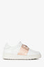 Valentino White/Rose Gold Leather Rockstud Untitled Sneakers Size 35.5
