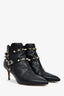 Valentino Black Leather Rockstud Heel Ankle Boots Size 38.5