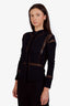 Iro Black Wool Silk Eyelet 'Yumi' Blouse Size 36