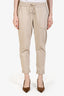 Brunello Cucinelli Beige Cotton Cuffed Jogger Pants Size Medium