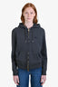 Burberry Grey Cotton Zip Up Embroidered Hoodie Size S