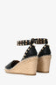 Valentino Black Leather Rockstud Espadrille Wedges Size 36