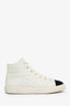 Pre-loved Chanel™ White Quilted Leather CC Cap Toe High Top Sneaker Size 40 Mens