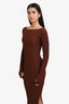 Toteme Brown Ribbed Knit Long Sleeve Maxi Dress Size S
