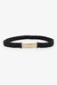 Pre-loved Chanel™ 2023 Black Leather Crystal Logo Belt Size 75/30
