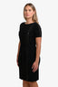Pre-loved Chanel™ Black Cotton Knit Contrast Stitch Belted Short Sleeve Midi Dress Size 40