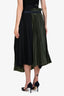 Sacai Green/Navy Wool Overlay Pleated Midi Skirt Size 4