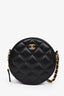 Pre-loved Chanel™ 2018 19 Black Quilted Lambskin Leather Round Bag