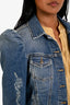 Retrofete Blue Denim Poof Sleeve Jean Jacket Size XS