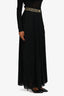 Versace Black Sheer Crepe Pleated Greca Border Waistband Maxi Skirt Size 40