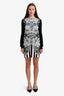 Just Cavalli Black/Lime Green Printed Long Sleeve Midi Dress Size 42