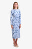 Samsoe Samsoe Blue Wonder Blur Dawn LS Open Back Maxi Dress Size S