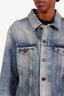 Saint Laurent Blue Denim Distressed Jacket Size L