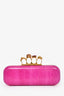 Alexander McQueen Pink Python Skull Knuckle Duster Clutch