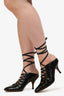 Givenchy Black Croc Embossed Leather Lace Up Mules Size 35.5