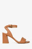 Stuart Weitzman Brown Leather Block Sandals Size 6