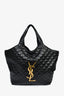 Saint Laurent Black Leather Quilted ICARE Oversized Bag with Pouch
