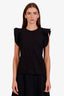 Celine Black Asymmetrical Ruffled Sleeveless Blouse Size 38