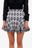 Sandro Navy/White Floral Embroidered Mini Skirt Size 1